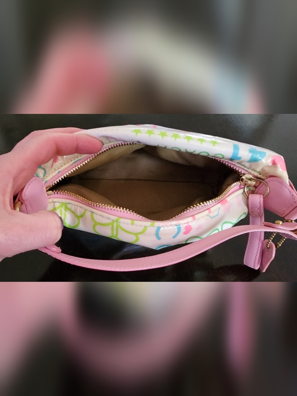 COACH White Multicolor Vinyl  Bag with Pink Trim - Picture 4 of 4